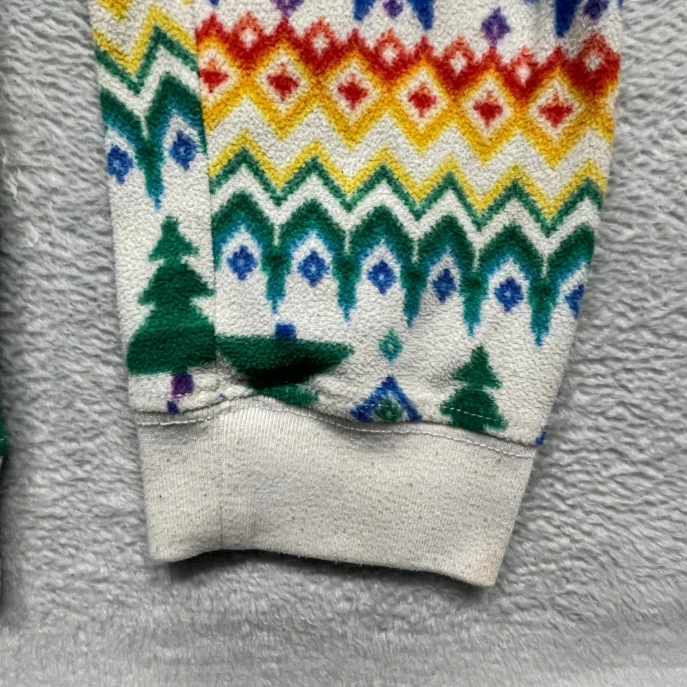 Old Navy One Piece Pajamas Unisex Kids M 8 White Rainbow Fair Isle Holiday Zip